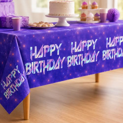 IndoTribe, 2Pcs Puprle Plastic Table Cloth Disposable 108x54 Inch Iridescent Holographic Plastic Waterproof Tablecloths Plastic Table Cover Concert Birthday Party Decorations Table Cloth Rectangle - color: Purple