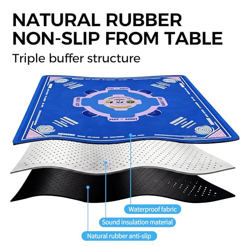 KRT Mahjong Mat 33" x 33" with Storage Bag Waterproof Rollable Game Mat | Anti-Slip; Noise-reducing; Widened and Thickened