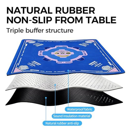 KRT Mahjong Mat 33" x 33" with Storage Bag Waterproof Rollable Game Mat | Anti-Slip; Noise-reducing; Widened and Thickened