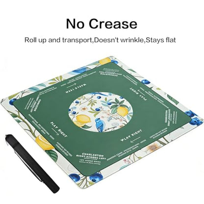 Neoprene Mahjong Mat (33"x33"), No Creases, with Storage Bag | Mahjong Mat with Rules, Anti-Slip, Noise-Reducing, for Mah-jong/Poker/Dominoes Games,Mahjong Accessories for Women and Men - style: Nature