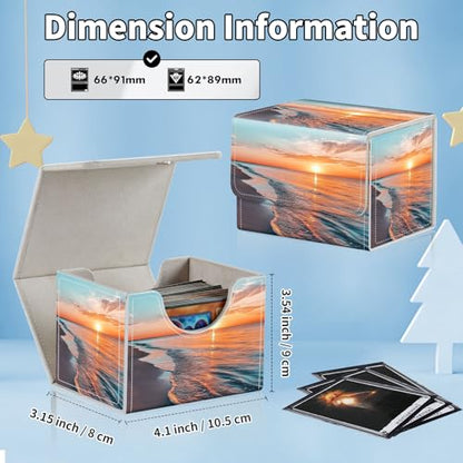 for MTG Commander Deck Box,Card Deck Box for Trading Yugioh MTG,Fits 100 Double Sleeved Cards,PU Leather Strong Magnet Case for Magic Commander TCG CCG,Beach Sunset - color: Beach Sunset