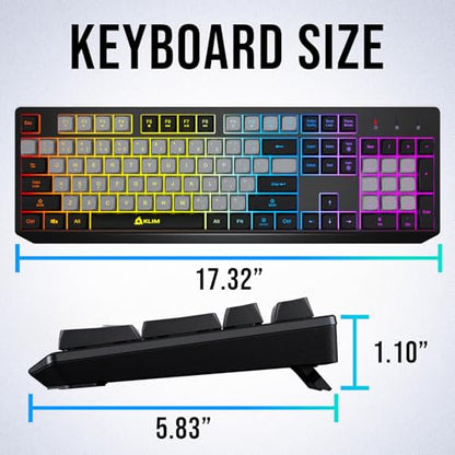 KLIM Chroma Wireless Keyboard – RGB Backlit Gaming, Rechargeable Battery, PC Keyboard, Durable & Water-Resistant, Compatible with PS4, PS5 & Mac - Black - color: Grey black