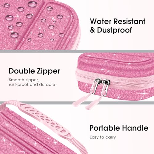 FINTIE Carrying Case for Nintendo Switch 2 (2025), Shockproof Hard Shell Switch 2 Case, Protective Cover Travel Bag with 19 Game Card & 2 Micro SD Card Slots & Inner Pocket, Glittering Pink - color: Glittering Pink