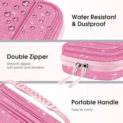 FINTIE Carrying Case for Nintendo Switch 2 (2025), Shockproof Hard Shell Switch 2 Case, Protective Cover Travel Bag with 19 Game Card & 2 Micro SD Card Slots & Inner Pocket, Glittering Pink - color: Glittering Pink