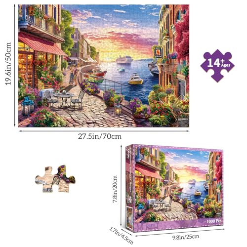 Jigsaw Puzzles for Adults 1000 Pieces, Interlock Perfectly No Dust, Impossible Difficult Hard Fun 1000 Piece Jigsaw Puzzles for Adults-1:1 Poster-Streets Scene - color: Streets Scene