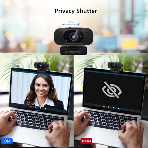 4K Webcam with Microphone, 1080P 60fps Webcam for PC, 8MP UHD 92° Wide Angle Len, Automatic Light Correction, USB Camera with Privacy Cover, External Computer Camera for Business Meeting/Video Call