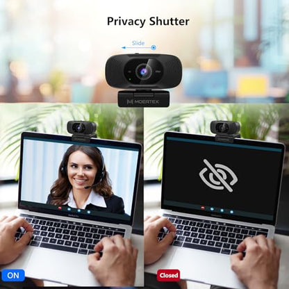 4K Webcam with Microphone, 1080P 60fps Webcam for PC, 8MP UHD 92° Wide Angle Len, Automatic Light Correction, USB Camera with Privacy Cover, External Computer Camera for Business Meeting/Video Call