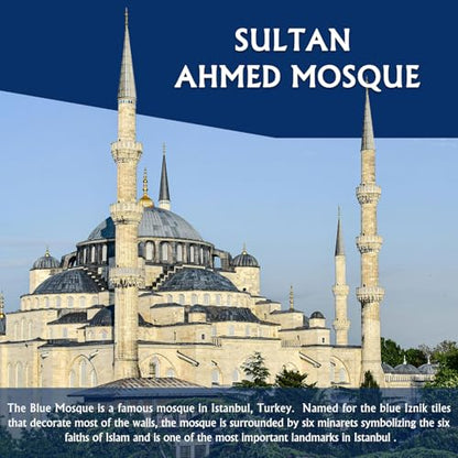 Microworld 3D Metal Puzzle for Adult, Turkey Blue Mosque Architecture Metal Model Kits, 3D Puzzles for Adults DIY Building Model Brain Teaser for Age 16+ (Sultan Ahmed Mosque)