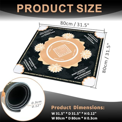 Mahjong Mat for Table,31.5 * 31.5in 3mm，Non-Slip, Silent. | Mahjong Mat with Rules with Storage Bag， Reduction Gaming Mat for Mahjong, Poker, Board Games, Dominoes(Black) - color: Black