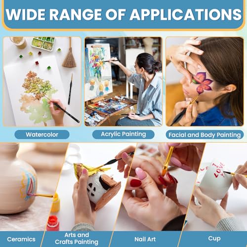 Paint Brushes Set Art Supplies, 11 PCS Miniature Paint Brushes for Acrylic Painting with Triangular Handles, Artist Brushes for Oil, Face Ceramics Model Detailing Watercolor Art Drawing Black