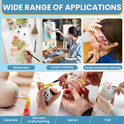 Paint Brushes Set Art Supplies, 11 PCS Miniature Paint Brushes for Acrylic Painting with Triangular Handles, Artist Brushes for Oil, Face Ceramics Model Detailing Watercolor Art Drawing Black