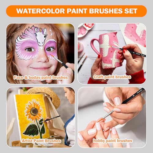 15 Pcs Miniature Brush Dry Brushes, Detail Paint Brushes for Acrylic Oil Watercolor Supplies, Miniature Models & Craft Painting with Triangular Handles - color: Black