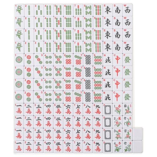 YMI Chinese Mahjong Set, “Aureum Spring” with 146 Tiles | A practical, portable Chinese Mahjong set with 146 tiles, dice, and wind indicator. Champagne vinyl case with gold accents. - color: Apple Green
