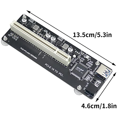PCIe to PCI Adapter | Single/Dual Slot Converter with USB 3.0 Cable | Legacy Device Expansion for Audio Interfaces & Capture Cards - color: PCIe to Single PCI Right-Angle Adapter