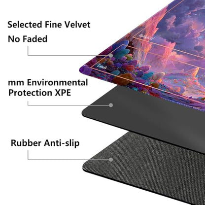 MTG Playmat 24x14 Inch | Optional Game Zone Layout | Non-Slip Rubber Base | Stitched Edges | Includes Free Storage Bag | for TCG, Board Games, and Desk Use(Candlume,with Zone) - color: Candlume, style: With zone
