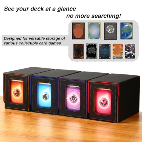 Venssu MTG Deck Box for Commander Display with Dice Tray (Black＆Purple) | Holds 200 Single/160 Double-Sleeved Cards, Fit MTG/PTCG/OPTCG Cards, Strong Magnet, With 2 Dividers & 1 Magnetic Card Holder - color: Black＆Purple