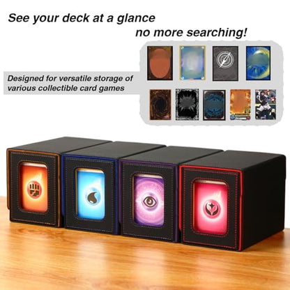 Venssu MTG Deck Box for Commander Display with Dice Tray (Black＆Purple) | Holds 200 Single/160 Double-Sleeved Cards, Fit MTG/PTCG/OPTCG Cards, Strong Magnet, With 2 Dividers & 1 Magnetic Card Holder - color: Black＆Purple