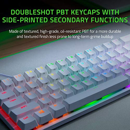 Razer Huntsman Mini 60% Gaming Keyboard: Linear Optical Switches - Aluminum Top Frame - Chroma RGB Lighting - PBT Keycaps - Onboard Memory - Snap Tap - White - color: Mercury White