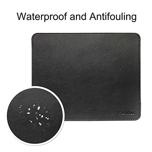 Leather Mouse Pad - Wood Mouse Pad, Double Side Mouse Pad with Stitched Edge, Waterproof Ultra Thin Mouse Pad for Computers, Laptop, Office & Home, 10.2 x 8.3 Inch, 1 Pack (Black) - color: Black