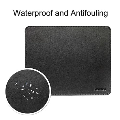 Leather Mouse Pad - Wood Mouse Pad, Double Side Mouse Pad with Stitched Edge, Waterproof Ultra Thin Mouse Pad for Computers, Laptop, Office & Home, 10.2 x 8.3 Inch, 1 Pack (Black) - color: Black