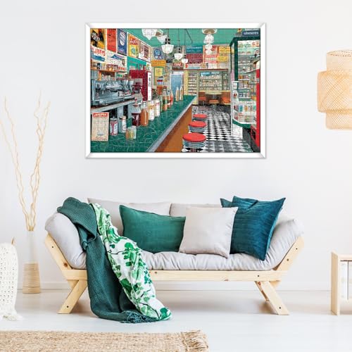 Jigsaw Puzzle 500 Piece for Adults,Fun Colorful Summer Iced Drinks Puzzles | Retro Soda Shop Diner Puzzles Letter on Back,Nterlock Perfectly Frameable,Challenging Perfect Birthday Party Gifts,20.5x15 In - style: Quiet Bar