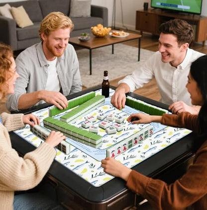 Blue Nautical Coastal Beach Sardine Lemon Mahjong Mat 31.5" x 31.5", Non-Slip Noise Reduction Mahjong Table Cover Accessories Supplies for Dominoes Poker Card Board and Tile Games Gifts - color: Blue Nautical Coastal Beach Sardine