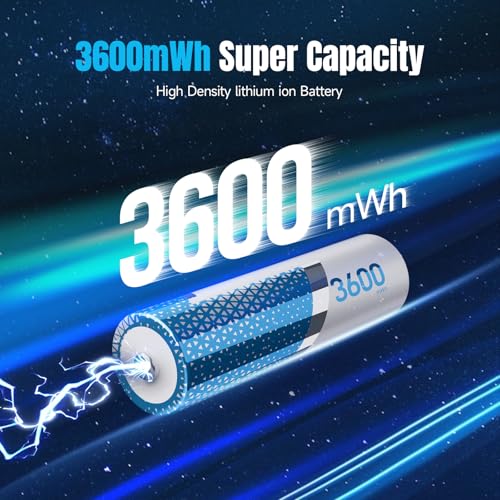 Rechargeable Lithium AA Batteries 8-Pack with Charger, 1.5V 3600mWh Long Lasting Double A Battery for Blink Camera, Xbox Controller, Trail Cameras, Toys, Remote Control - size: 8 AA 3600 mWh with Charger