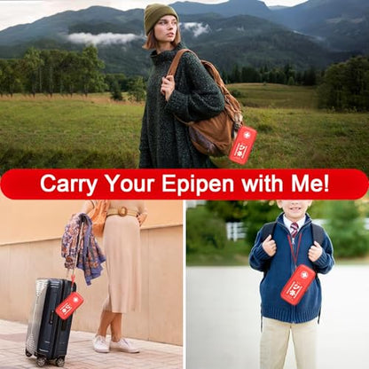 EpiPen Carry Case, Hard Emergency Medical Bag with Carabiner-for 2 EpiPens, Asthma Inhaler, Auvi-Q,Eye Drops,Anti-Histamine,Allergy Medication,Diabetes Travel Case for Adults and Kids