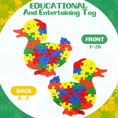 Yunsailing 4 Pcs Alphabet Jigsaw Puzzle Wooden Blocks Toys Alphabet Educational Toddler Puzzle Toys for Preschool Learning Party Favor Gift Learning(Snake, Snail, Duck, Dog) - style: Snake, Snail, Duck, Dog
