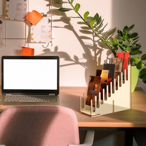 1 Pc Greeting Card Display Stand 10 Slot Wooden Sticker Display Stand Tabletop Postcard Greeting Card Holder Postcard Rack for Brochure Sticker Photo Table Retail Counter Desk Natural Color