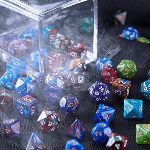 CiaraQ 182pcs Polyhedral Dice Set for Dungeon and Dragons MTG Table Games | 26 Acrylic Role Playing Dice sets for D&D with Large Drawstring Bag. 7 per set (D4-D20), Lightweight & durable. Ages 14+. - color: 26 Colors-classic Font