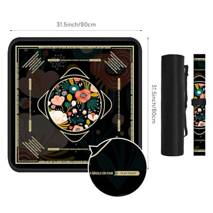 Deyimmei Mahjong Mat for Table - Non-Slip Mahjong Table Cover with Storage Pockets, Perfect Mahjong Accessories & Gifts for Women, Men, and Mahjong Enthusiasts (Midnight Bloom) - style: Midnight Bloom