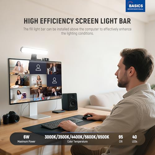 NEEWER Basics Monitor Light Bar, 6W Bi Color Dimmable LED Lamp with Stand/Remote/Touch Control for Home Office Desk Video Conference Lighting Computer Laptop Webcam Zoom Gaming Streaming Reading, L10