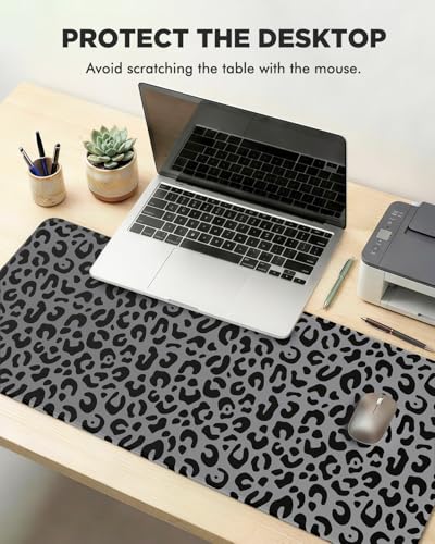 Mouse Pad, Desk Mat, 31.5x11.8in Large Mousepad, Leopard Print | Desk Pad with Stitched Edge & Rubber Non-Slip Bottom, Gaming Mouse Pad, Extended Mousepad for Home, Office - color: Leopard Print