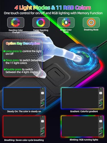 Mouse Pad with Foldable Phone Holder & Wireless Charger, XXL RGB Gaming Mousepad 31.5"x15.8" Large Desk Mat for Keyboard, Black Desk Pad with Dual Qi Charging Station | 11 Colors 5 Modes | Waterproof - color: Black-Right Phone Holder-31.5"x15.8"