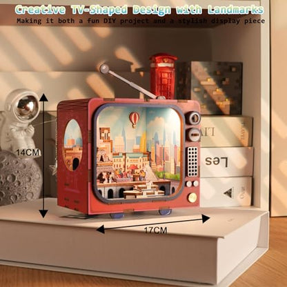 Street View of Paris 3D Wooden Puzzle with LED Lights, DIY Craft Model Kit for Adults & Kids, Elegant Home Decor and Creative Gift Idea - style: Street View of Paris