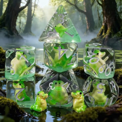 Resin D&D Dice Set, Crocodile Animal Polyhedral Dice for Dungeons and Dragons, RPG, MTG DND 7-DIE (D4, D6, D8, D10, D12, D20, D%) for Ages 15 and Up - color: Crocodile1