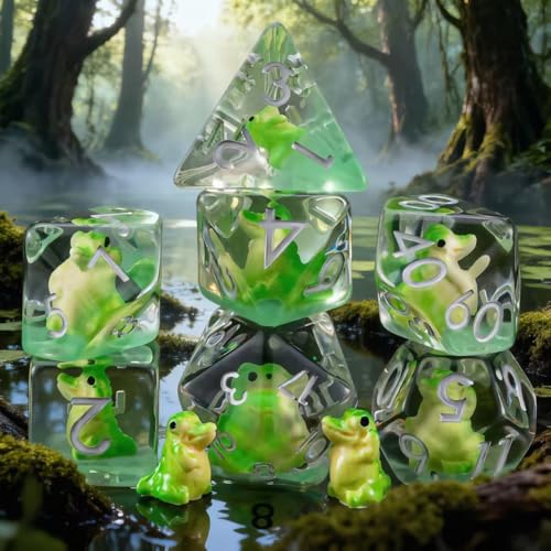 Resin D&D Dice Set, Crocodile Animal Polyhedral Dice for Dungeons and Dragons, RPG, MTG DND 7-DIE (D4, D6, D8, D10, D12, D20, D%) for Ages 15 and Up - color: Crocodile1