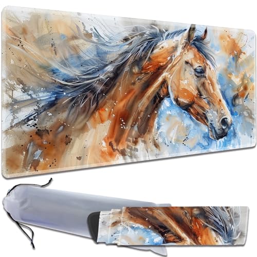 for MTG Playmat Non-Slip Rubber Play Mat with Storage Bag Combination, Ideal for Card Game Lovers TCG Play Mat, Watercolor Horse - color: Watercolor Horse