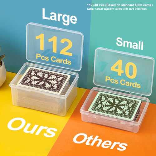 4PCS Game Card Storage Box, Clear Plastic UNO Card Case, High Capacity Card Holders for Playing Cards, Trading Cards, Business Card & More (NO Cards)