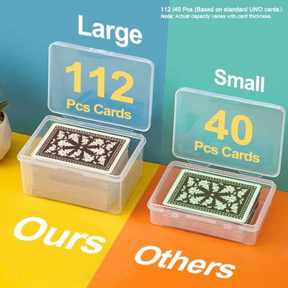 4PCS Game Card Storage Box, Clear Plastic UNO Card Case, High Capacity Card Holders for Playing Cards, Trading Cards, Business Card & More (NO Cards)