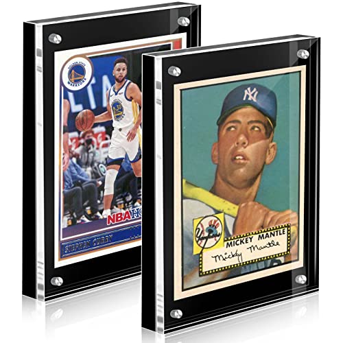 Acrylic Card Display Frame, Magnetic Trading Card Frames - Desktop Protector, 2 Sets Black