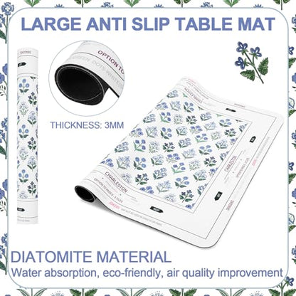 Tegeme Mahjong Mat Flower 31.5" X 31.5" Anti Slip Game Table Cover | Noise Reduction for Quiet Play, Chinoiserie Floral Design, Non Slip Backing Secures Mat, For Mah Jong Card Tile Games - size: 31.5" X 31.5", style: Flower