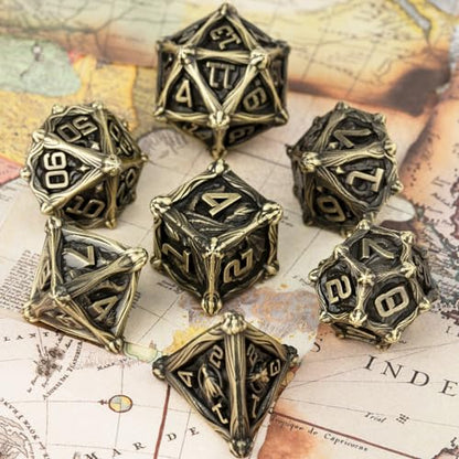 Surpass DND dice Set Metal dice 7-Piece Set Role Playing Polyhedral Dice Dungeons and Dragons Gifts (Ancient Turquoise) - color: Ancient Turquoise