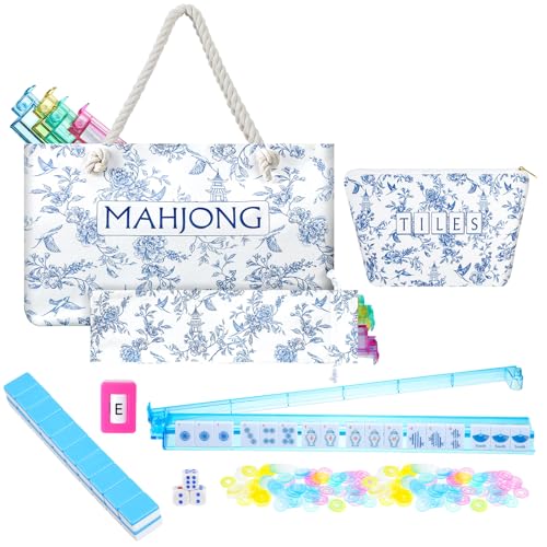 Ceenna American Mahjong Set 160 Pcs, Mah Jong Tiles with Accessories | Hand Carved Pattern, 1.2 Inch Tiles, Carrying Bag Dice Chips, Portable for Travel, Beginner Friendly Game - style: Stylish