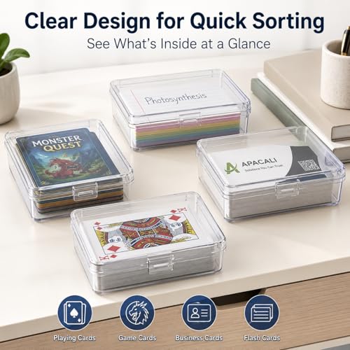 24 Pack Card Deck Box, Clear Plastic Playing Card Case, 1.2mm Thick Snap-Tight Card Storage Box for Standard Playing Cards, Game Cards and Small Parts, 3.8 x 2.7 x 0.82 in - color: 24PCS - 3.8x2.7x0.82 Inch