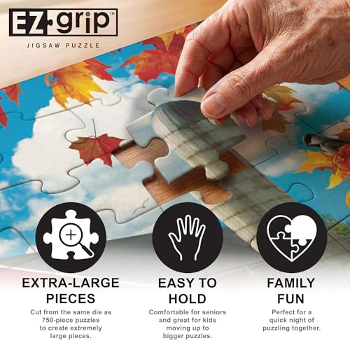 MasterPieces - 300 Piece Jigsaw Puzzle, Large EZ Grip Shapes, Rolling Pastures, Fun for Adults, Seniors, Family, Kids, Non-Glare Finish, 18"x24" - size: 300 Piece
