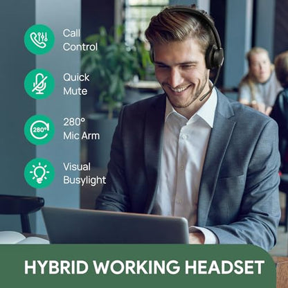 Yealink WH64 Hybrid DECT Dongle & Bluetooth Wireless Headset for Work | Teams & Zoom Work Headphones with Charge Stand, 492ft Long Range, 3X Noise Canceling Mic, 32-Hour Battery Life for Office - style: WH64 Hy-Dual with Stand