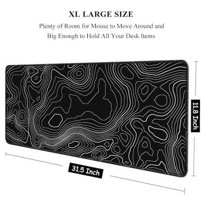 Auhoahsil Large Mouse Pad, XXL Desk Pad, Extened Mousepad 31.5" x 11.8", Non-Slip Rubber Base, Stitched Edges, Superior Surface, Gaming Keyboard Mat, Waterproof Desk Pad, Black Contour - color: 03 Black Contour, size: XL - 11.8 x 31.5 Inches