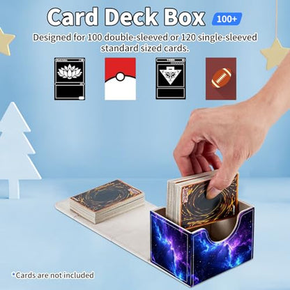 for MTG Commander Deck Box,Card Deck Box for Trading Yugioh MTG,Fits 100 Double Sleeved Cards,PU Leather Strong Magnet Case for Magic Commander TCG CCG,Blue Purple Sky - color: Blue Purple Sky